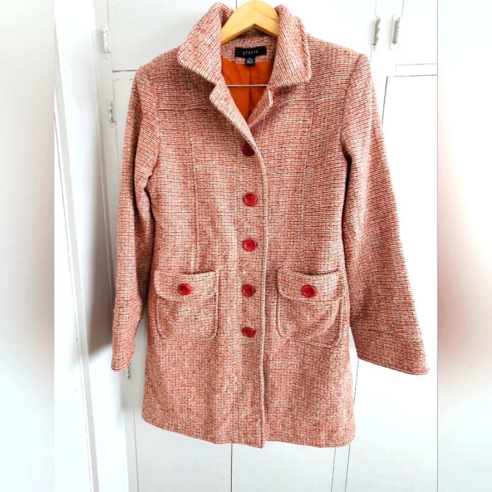Static Button Down Winter Coat Size M - image 1